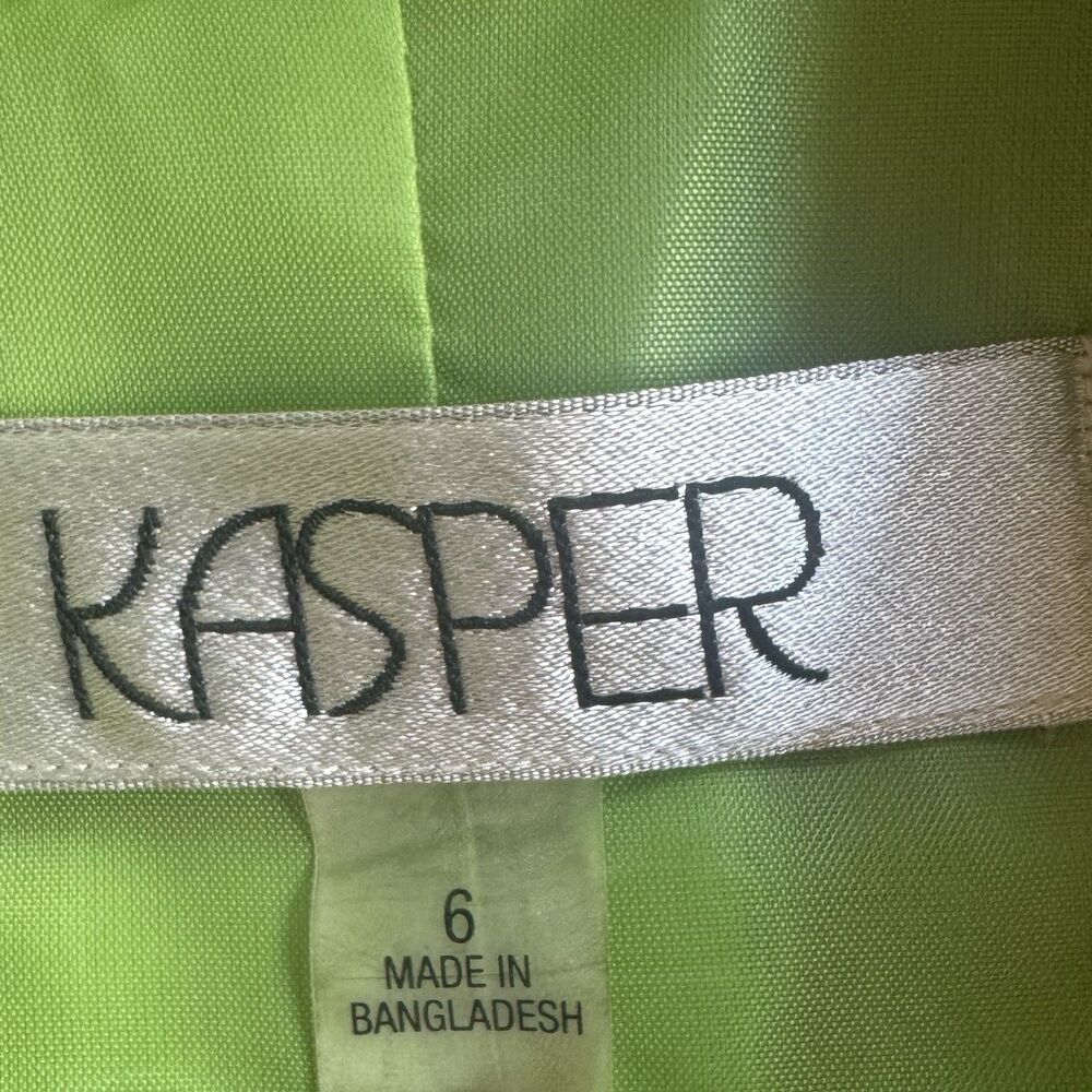 Kasper Women Blazer Shawl Collar Open Front Green Career Jacket 3/4 Sleeves - Picture 5 of 10